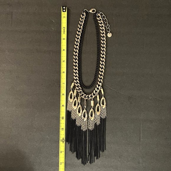 Stella & Dot Lillith Fringe Statement Necklace Mixed Metal Tribal Gold B… - Picture 7 of 9